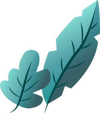 İki soyut yaprak şeffaf arkaplan üzerinde düz bir şekilde yüzüyor ve yeşil damarları var. Botanik, illüstrasyon, minimalist, doğa, tasarım, dekorasyon, organik