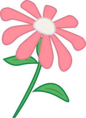 Pembe papatya, beyaz merkezli, yeşil saplı ve yapraklı, şeffaf arkaplanlı düz bir tasarım gösteriyor. Botanik, çiçek, illüstrasyon, grafik tasarım, doğa, minimalizm, doğadan esinlenilmiş