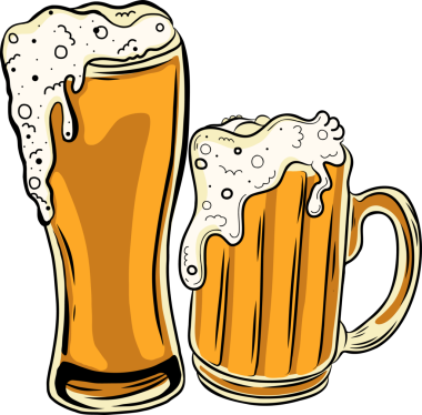 Şeffaf arka planda oturan köpüklü bira bardakları uzun boylu ve klasik kupaları gösteriyor. Sanatçılık, eğlence, kutlama, köy, mahsul, içecek, içecek, içecek