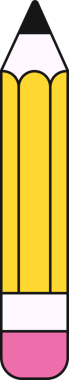 Düz sarı kalem simgesi, şeffaf arkaplanda duruyor, sivri uçlu kurşun ve pembe silgiyi gösteriyor. Sanat malzemeleri, eğitim, yaratıcı tasarım, kırtasiye, minimalizm, grafik çizim, markalaşma