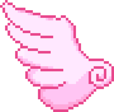 Pikselin pembe kanadı şeffaf arka planda yüzüyor, katmanlı tüyleri ve kıvrımlı tabanı gösteriyor. Dijital sanat, fantezi, kaprisli, canlı, ruhani, resimli, kavramsal