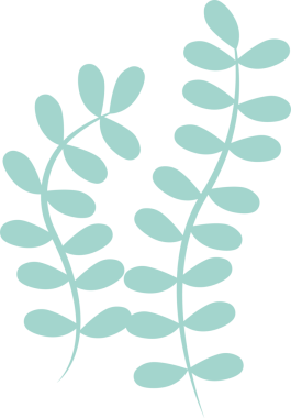 İki eğri eğreltiotu benzeri yaprak şeffaf arka planda düz deniz mavisi silueti tarzına sahiptir. Botanik, minimalist, vektör, organik, doğa, illüstrasyon, tasarım