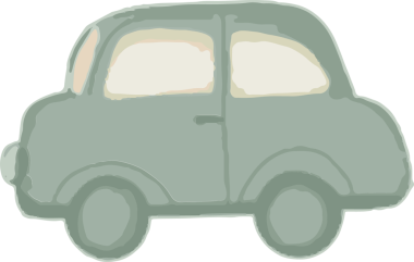 Kompakt çizgi film arabası düz stil, adaçayı yeşili vücut, tekerlekler, şeffaf arka plan ile gösteriliyor. Vektör, ulaşım, illüstrasyon, vintage, kentsel, oyuncu, minimalist