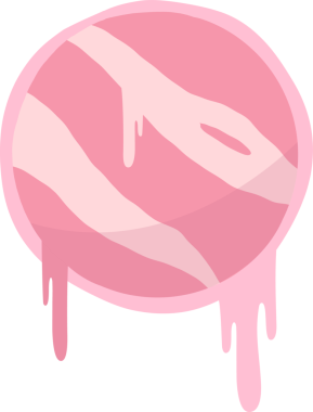 Soyut pembe küre, düz dizayn ve şeffaf arkaplanda dalgalı damlalarla eriyor. Minimalist, çağdaş, akıcı, sanat, dijital, canlı, modern