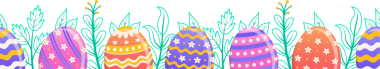 Vector showing six pastel Easter eggs resting before leaves and blooms on transparent background. Festive, spring, celebration, nature, floral, decorative, pastel