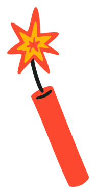 Siyah fünyeli düz dizayn kestane fişeği, parlak kıvılcımlı şeffaf bir arka planda yüzüyor..