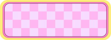 Düz yuvarlak pankart, pastel pembe dama tahtası, sarı kenar, şeffaf arka plan gösteriyor. Grafik tasarımı, markalaşma, pazarlama, modern, minimalist, dijital, tarz