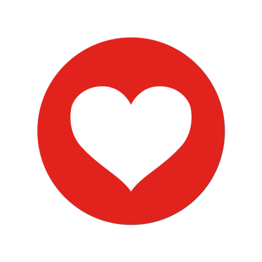 Düz dizayn kırmızı dairesel rozet, şeffaf arkaplanda yüzen beyaz kalp ikonuna sahip. Başarı, ödül, takdir, sadakat, kutlama, rozet, amblem