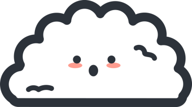 Şirin düz dizayn bulutu, pembe allık ve şeffaf arkaplan ile şaşırmış yüz ifadesi sergiliyor. Tuhaf, neşeli, minimalist, karakter tasarımı, dijital sanat, duygu, ifade