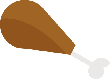 Düz vektör tasarımı, şeffaf arka planda kemikli pişmiş tavuk budu gösteriyor. Et, mutfak, yemek, protein, yemek karikatürü, fast food, fast food