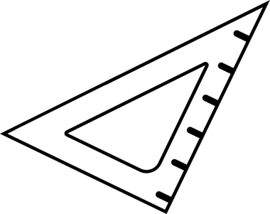 Çizim üçgeni düz dizaynlı, kenar işaretli, şeffaf arkaplan ile gösteriliyor. Geometrik, hassasiyet, mühendislik, mimari, teknik, ölçüm, minimalistik