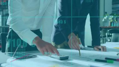 Hesap makinesi ve işaretleme planlarını genişleyen çubuk ve çizgi çizelgelerini animasyon olarak kullanan takım. İşbirliği, analitik, veri görselleştirme, profesyonel, çalışma alanı, modern, büyüme