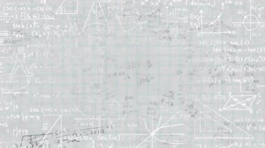 Kamera, sinüs kosinüs basamaklarını ve cebir kurallarını gösteren grafik kağıdının üzerinde çalışmaya başlıyor. Matematik, eğitim, bilimsel, analitik, akademik, problem çözme, geometrik