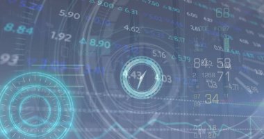 Gösterge paneli, kenar ölçer okları ve grafiğiyle, karanlık ızgarada ortalanmış gösterge gösteriliyor. Teknoloji, analitik, veri görselleştirme, arayüz, fütüristik, dijital, yenilik