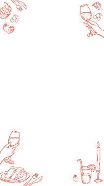 Portakal çizgisi sınırında, şeffaf arka planda kek, şarap kadehi ve biftek var. Kopya alanı. Dekoratif, aşçı, gurme, minimalist, kutlama, zarafet, konukseverlik