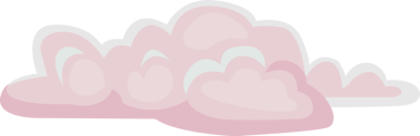 Pink cartoon clouds are floating on transparent background, showing layered puffs, gradient shading. Fantasy, whimsical, pastel, minimalism, animation, digital art, graphic design