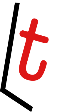 Floating vector red t on white 4-sided panel casting black shadow on clear background, copy space. Typography, graphic design, minimalist, branding, digital art, icon, modern