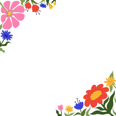 Şeffaf arka planda kır çiçekleri ve yapraklarla birlikte düz çiçekli köşeleri gösteriyor. Botanik, doğal, canlı, süs, dekoratif, desen, tasarım