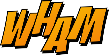 Stilize komik ses efekti turuncu whAM harfleri ve şeffaf arkaplan ile etki yaratıyor. Grafik tasarımı, çizgi roman sanatı, pop sanatı, dijital illüstrasyon, kalın tipografi, dinamik tarz, etki etkisi