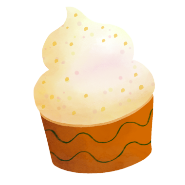 Sarı girdap, fincanın üzerinde yeşil dalgalarla boyalı, şeffaf arkaplan şeklinde duruyor. Tatlı, şekerleme, pastel, büyüleyici, sanatsal, pastane, iştah açıcı.