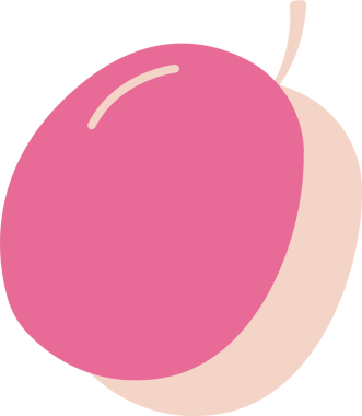 Düz tasarım meyvelerde pembe yuvarlak vücut krem silueti, gövdesi ve şeffaf arkaplan bulunur. Minimalist, enerjik, oyuncu, vektör, sağlıklı, taze, modern