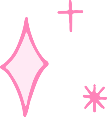 Üç pembe pırıltı şeffaf tuval üzerinde parıldıyor, çapraz elmas yıldız patlaması, kopyalama uzayı. Parıltı, parıltı, zarafet, mücevher, şenlik, kutlama, cazibe