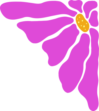 Çiçekler düz dizayn, morumsu taç yaprakları, şeffaf arkaplanda sarı noktalı merkez. Botanik, çiçek, grafik, canlı, doğa, dekoratif, sanat eserleri