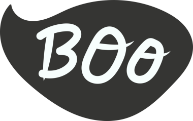 Beyaz BOO metnini şeffaf arkaplanda düz bir şekilde gösteren gri yuvarlak konuşma baloncuğu. Konuşma balonu, grafik tasarımı, düz stil, dijital element, görsel iletişim, minimalist, oyuncu