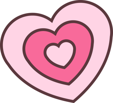 Şeffaf arkaplanda kahverengi çizgileri olan üç adet pembe kalpten oluşan düz vektör gösteriliyor. Romantik, sevgi, şefkat, sağlık, sembolik, minimalizm, duygusal