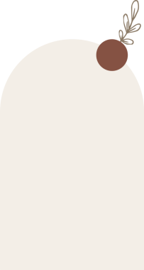 Soyut kemer biçimi düz tasarımda gösteriliyor, kahverengi daire ve dallı, şeffaf arkaplan. Minimalist, soyut, geometrik, organik, modern, tasarım, dekor