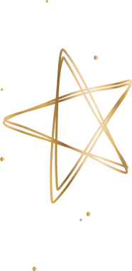 Şeffaf arkaplanda dağınık altın noktalar bulunan beş köşeli yıldız ana hatları gösteriliyor. Minimalist, lüks, zarif, soyut, ışıltılı, dekoratif