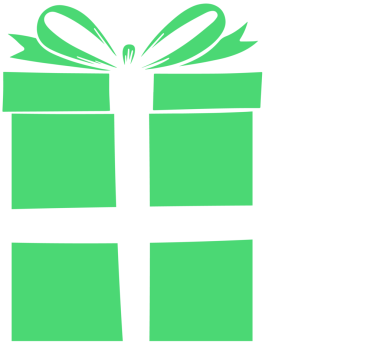 Düz vektör beyaz kurdeleli yeşil hediye kutusu, şeffaf arka planda yay ve parıltılar gösteriyor. Kutlama, minimalist, bayram, hediye, dekorasyon, vektör