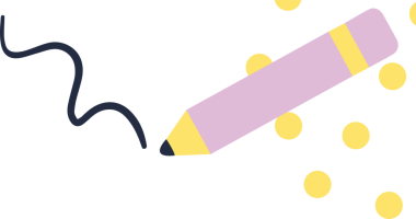 Düz lavanta kalemi, şeffaf arkaplanda sarı noktaların dağıldığı donanma felci çiziyor. Vektör illüstrasyonu, yaratıcı tasarım, grafik sanatı, minimalizm, sanatsal araçlar, dijital çizim, modern tarz