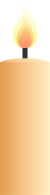 Düz stil mum, gradyan gövde, siyah fitil, katmanlı alev, şeffaf arkaplan. Sıcaklık, dinginlik, aydınlanma, minimalizm, ortam, manevi, rahatlama.
