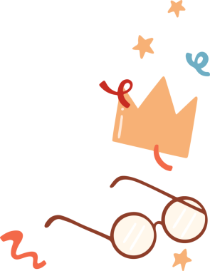 Şeftali tacını, yuvarlak bardakları, yıldızları, şeffaf arka planda yüzen flamaları gösteren klip sanatı. Şenlik, kutlama, aksesuarlar, kaprisli, dekoratif, canlı, parti