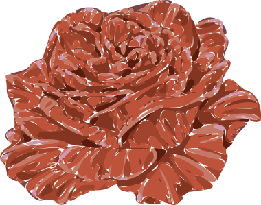 Tamamen açık kırmızı gül düz vektör sanatında çiçek açıyor, katmanlı yapraklar sergileniyor, şeffaf tuval. Çiçeksel, botanik, illüstrasyon, doğa, zarafet, dekorasyon, romantik