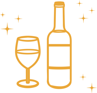 Şekillendirilmiş altın çizgili sanat, şeffaf arka planda parıltılı şarap şişesi ve cam tasvir ediyor. Lüks, zarafet, minimalizm, kutlama, dekor, sofistike, çizgi sanatı