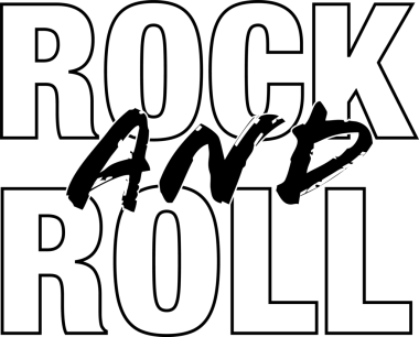 ROCK ve ROLL düz tasarım şeffaf arkaplan üzerinde fırça betiği ile blok harfleri birleştirmektedir. Tipografi, poster, modern, sanatsal, müzik, editoryal, grafik