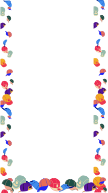 Düz dizayn beysbol şapkaları şeffaf arka planda renkli bir çerçeve oluşturuyor, kopyalama alanı. Grafik tasarımı, dekoratif kenar, renkli palet, moda aksesuarları, vektör sanatı, modern tarz, görsel markalaşma