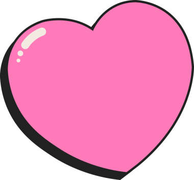 Renkli ve gölgeli şeffaf arkaplanda şekillendirilmiş pembe kalbi gösteren düz bir çizim. Romantik, sevgi, aşk, grafik, illüstrasyon, canlı, modern