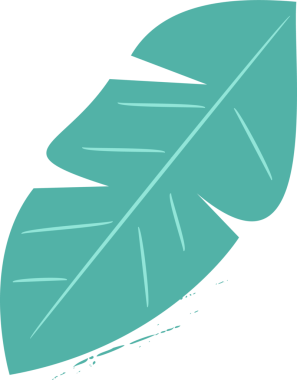 Soluk yeşil damarlı tropikal yaprak, şeffaf arkaplan ile düz vektör tarzında gösteriliyor. Botanik, doğa, minimalizm, vektör sanatı, illüstrasyon, eko, organik