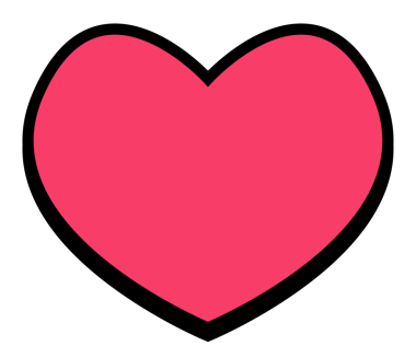 Kırmızı kalp ikonu düz dizayn içinde yüzüyor, siyah çizgili, beyaz kenarlı, şeffaf arkaplan. Aşk, sevgi, tutku, bağlılık, romantizm, duygu, minimalizm