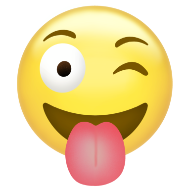 Düz dizayn karikatür sarı yüz simgesi göz kırpıyor ve dil çıkarıyor, şeffaf arkaplan. Dijital ikon, anlamlı grafik, oyuncu illüstrasyon, neşeli ruh hali, modern tasarım, günlük markalaşma, arkadaş canlısı karakter