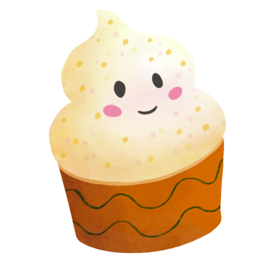 Gülümseyen krema kıvrımları, yeşil dalgalı, şeffaf arkaplanlı kahverengi bardakta düz bir şekilde oturmaktadır. Maskot, şekerleme, kaprisli, neşeli, pastel, minimalist, tatlı çizimi