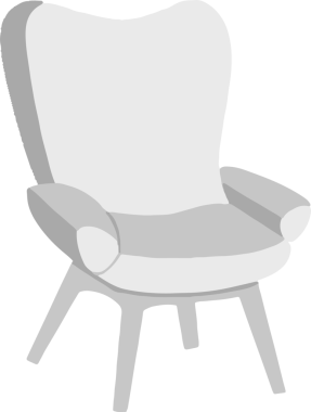 Yüzyılın ortalarında yastıklı ve açılı bacaklı şeffaf arka planda koltuk gösteriliyor. Minimalist, çağdaş, mobilya, iç mekan, rahatlama, ev dekorasyonu, tarz