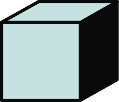 Şeffaf arkaplanda, açık deniz mavisi yüzleri ve siyah kenarlı üç boyutlu küp yüzmektedir. Geometrik, soyut, modern, minimalist, 3dmodel, dijital, çağdaş