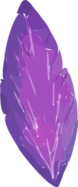 Düz tasarımda stilize edilmiş mor tüy, eğimli şeritli şeffaf arkaplan üzerinde yüzmektedir. Sanatsal, minimal, canlı, doğa, zarafet, yaratıcılık, dijital