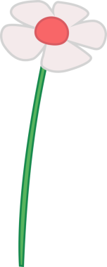 Beyaz taç yaprakları ve kırmızı merkezli saydam arka planda stilize düz tasarım çiçek açıyor. Botanik, çiçek, minimalizm, illüstrasyon, doğa, yeşillik, dekorasyon