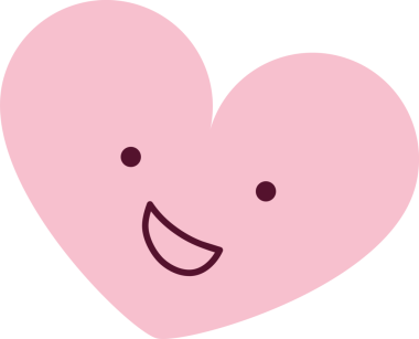 Pembe karikatür kalbi şeffaf düzlemde yüzüyor, gülen dost yüzlü, kopyalama alanı var. Tuhaf, neşeli, minimalist, dijital sanat, karakter tasarımı, pozitif