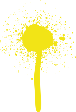 Düz dizayn sarı boya serpintisi şeffaf arkaplanda damlayan lolipop şeklini alıyor. Soyut, patlama, hareket, sanatsal, canlı, modern, yaratıcı